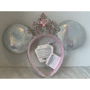Disney Iridescent Pink Jeweled Tiera Princess Minnie Mouse Ears Headband NWT